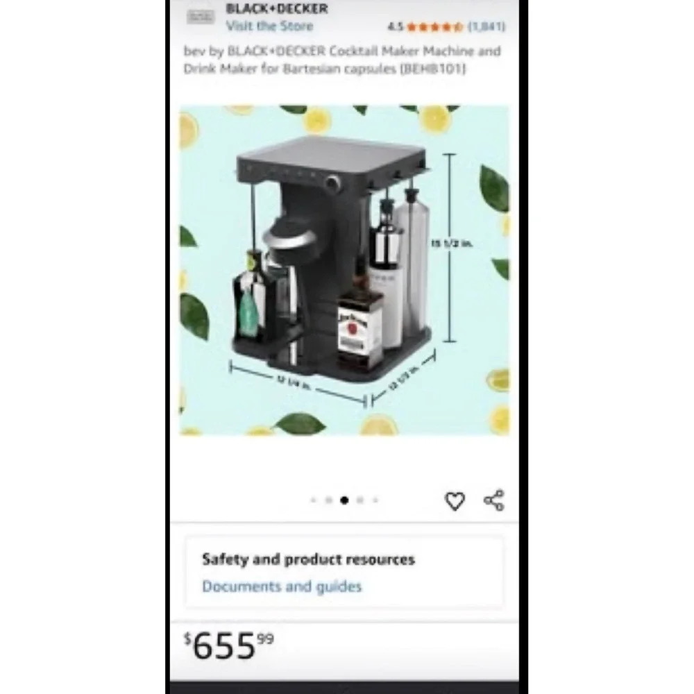 Black & Decker Bev Bartesian Cocktail Maker Machine BEHB101 Pod Drink Maker